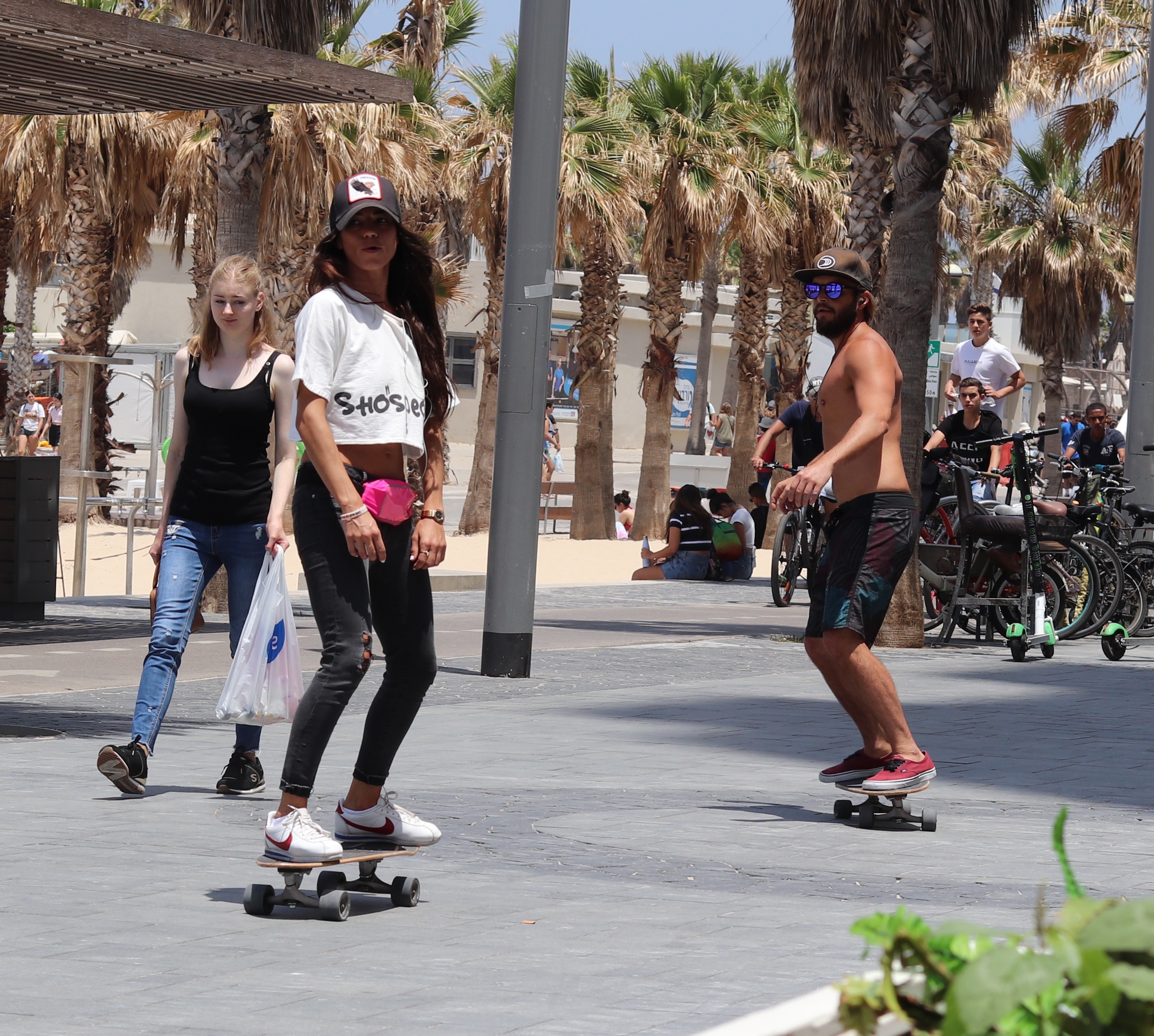Skateboarders on the Promenade of Gordon Beach, Tel Aviv