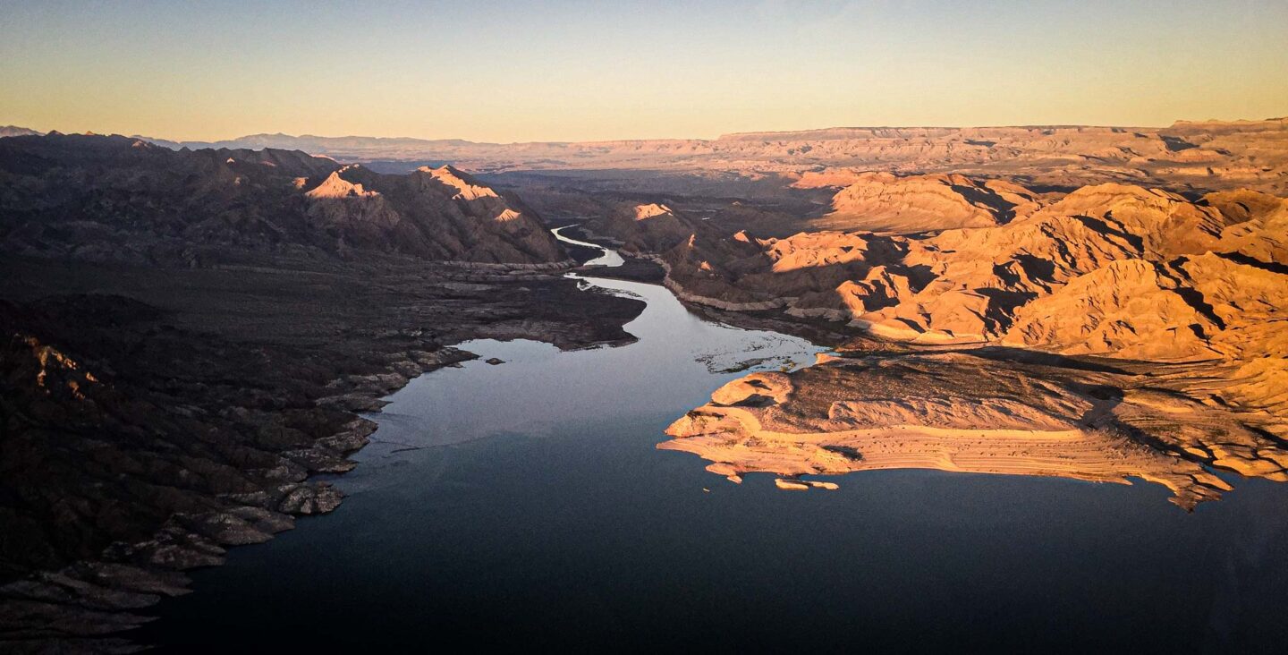 A view of Lake Mead from a helicopter. 