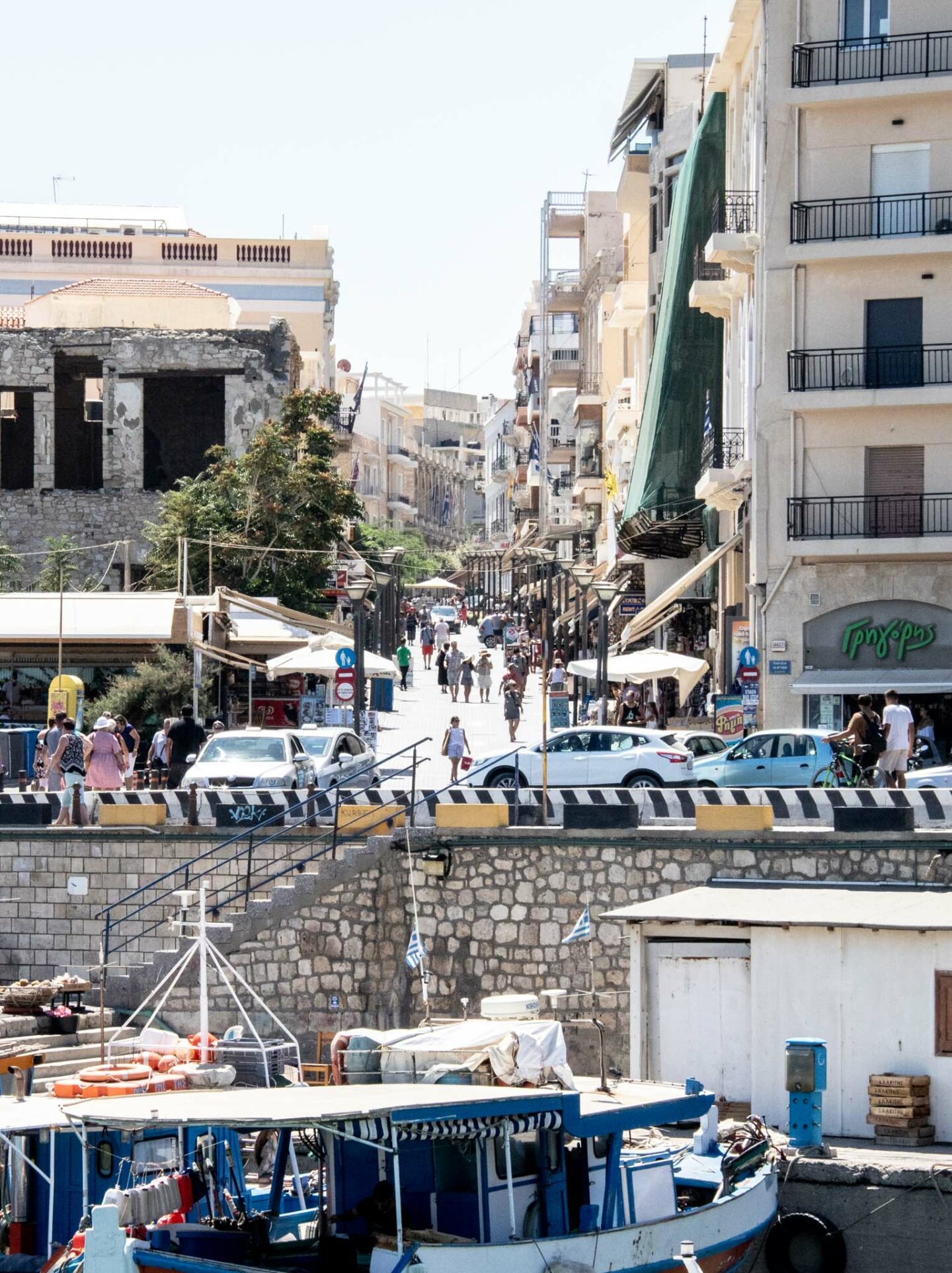 A view of August 25th Street from Heraklion Harbour.
